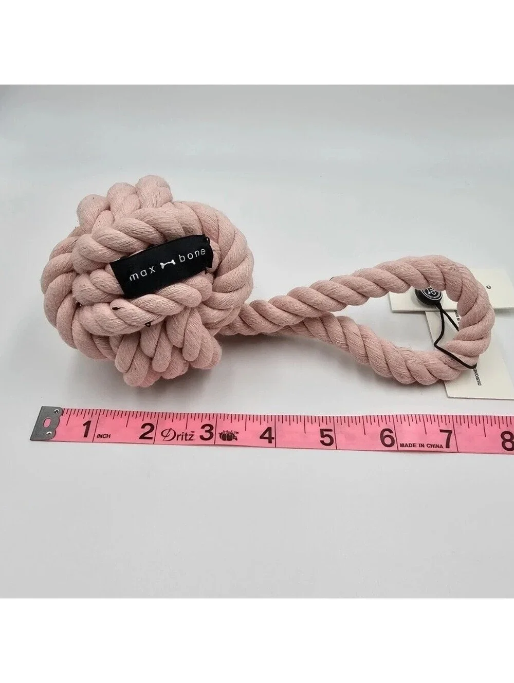 Max-Bone Pink Cotton Rope Dog Toy Monkey Fist Knot Tug Chew Toy NWT